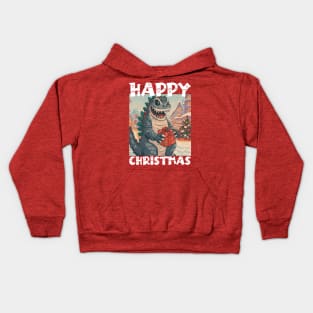 Happy Christmas with Godzilla - 4 Kids Hoodie